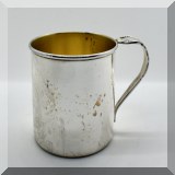 S35. Sterling silver baby cup w/gold inside 2”h x 3”w - $48 